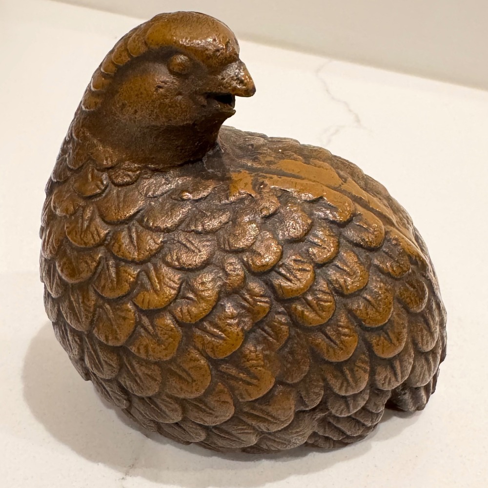 Vintage Cast Iron Quail Figurine Rustic‎ Bronze Finish Bird Paperweight Statue